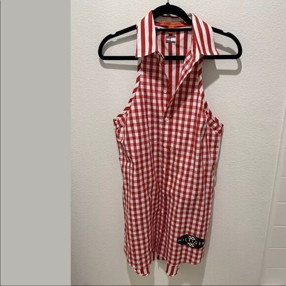 HILFIGER COLLECTION GINGHAM STRIPE SHIRT DRESS - Picture 2 of 6